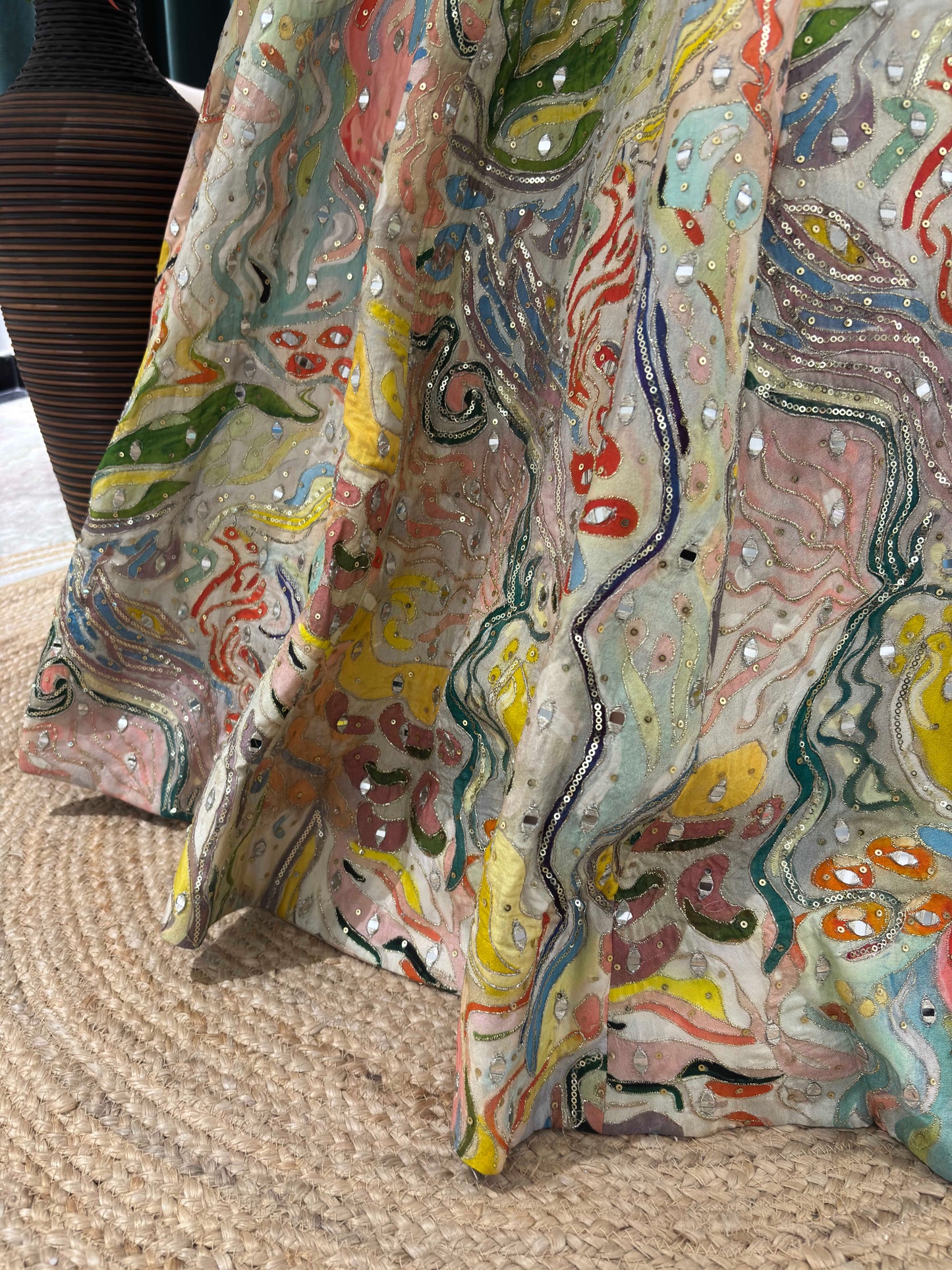 Multicolor Abstract Lehenga with Sweetheart Neckline Blouse