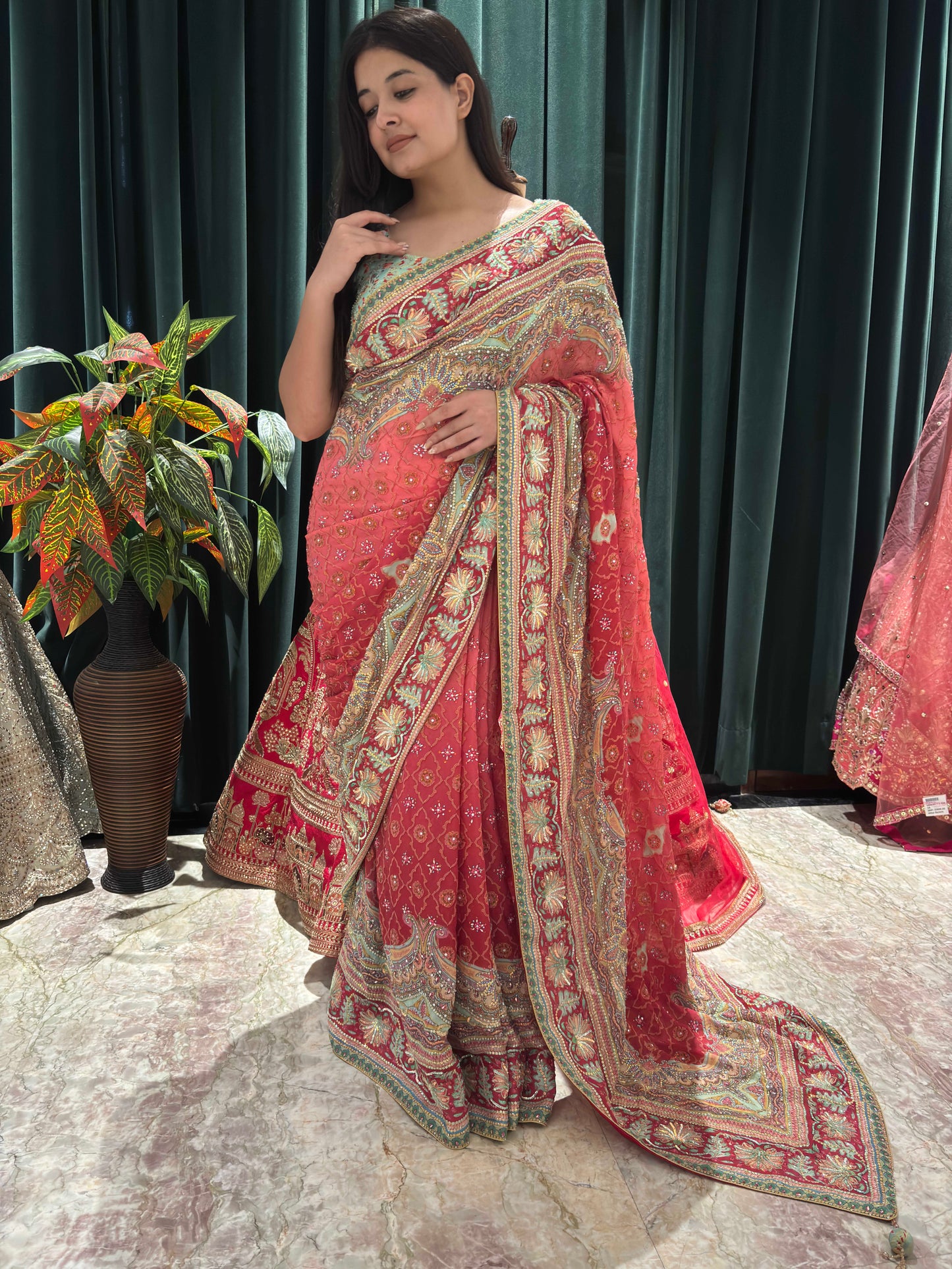 Designer Silk Saree with Intricate Zari & Floral Motif Border