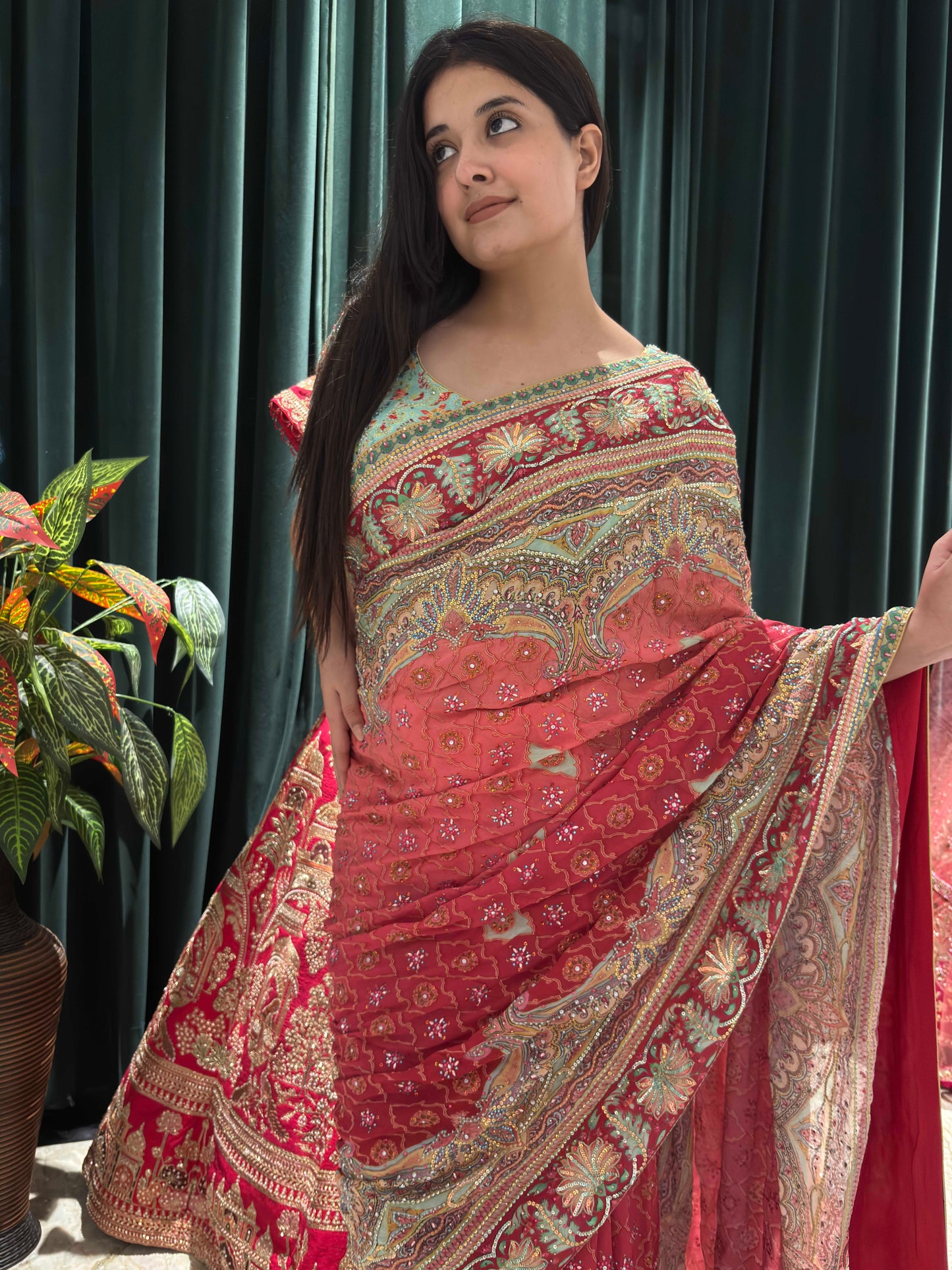 Designer Silk Saree with Intricate Zari & Floral Motif Border