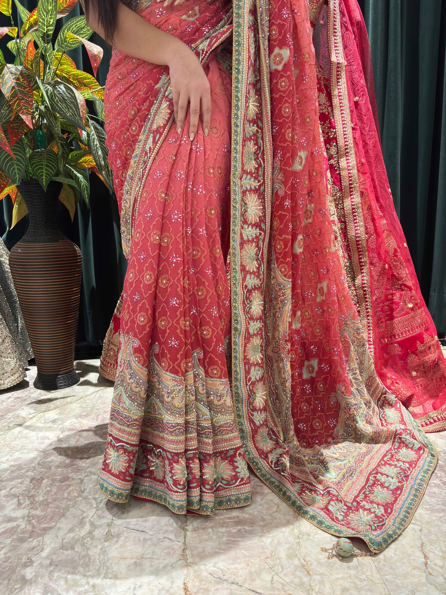 Designer Silk Saree with Intricate Zari & Floral Motif Border