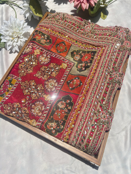 Luxury Multicolor Designer Saree with Heavy Hand Embroidery & Mirror Work