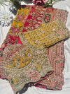 Luxury Multicolor Designer Saree with Heavy Hand Embroidery & Mirror Work