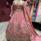Dusty Rose Pink Embroidered Lehenga With Bird & Floral Motifs