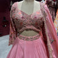 Dusty Rose Pink Embroidered Lehenga With Bird & Floral Motifs