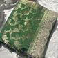 Green Banarasi Ho Silk Saree with Golden Floral Weaving