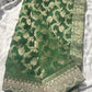 Green Banarasi Ho Silk Saree with Golden Floral Weaving