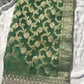Green Banarasi Ho Silk Saree with Golden Floral Weaving