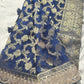 Royal Blue Banarasi Ho Silk Saree with Golden Floral Weaving