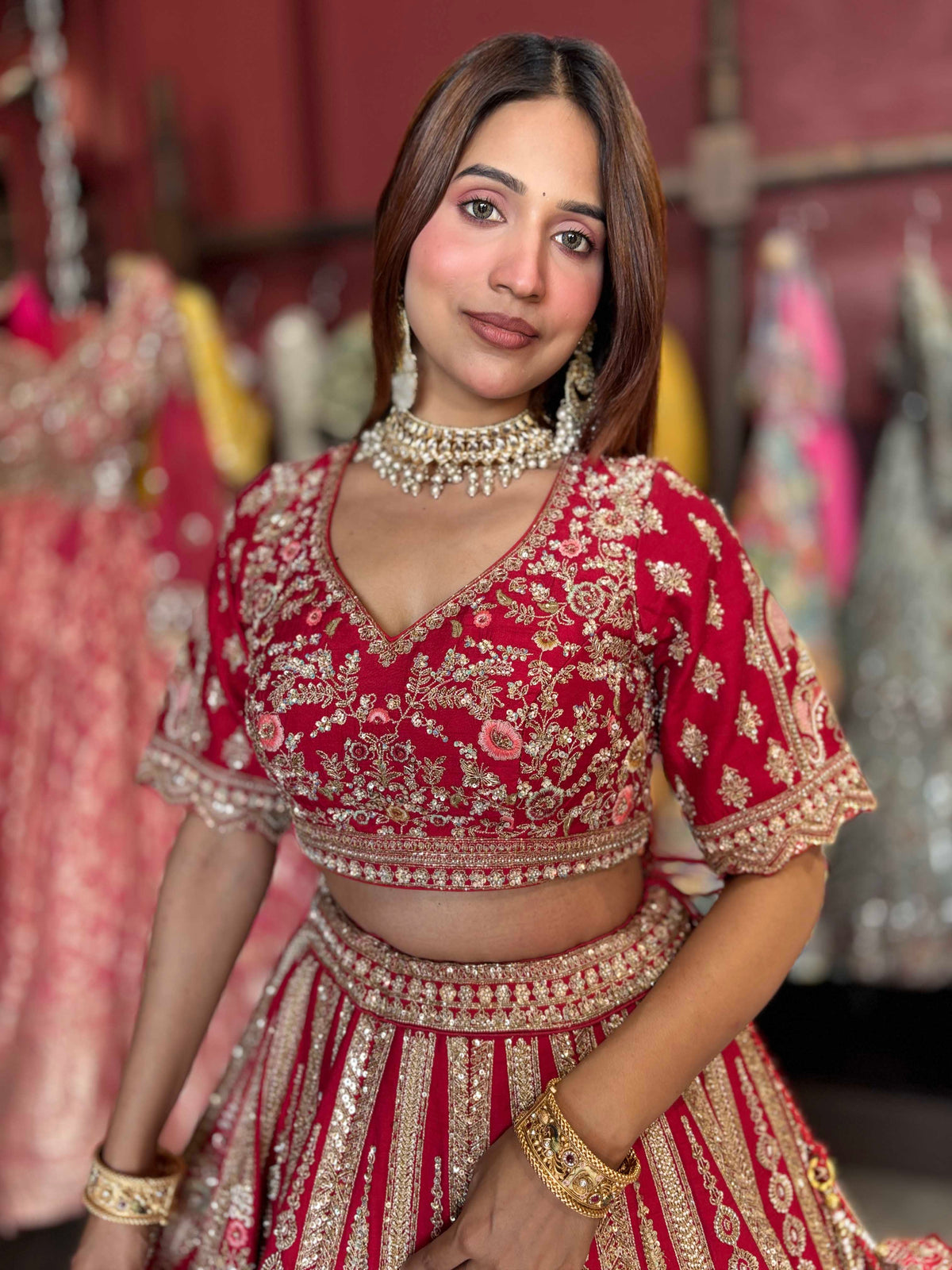 Regal Red Zardozi Embroidered Bridal Lehenga with Dupatta