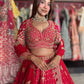 Red Bridal Lehenga with Heavy Gold Embroidery & Dupatta