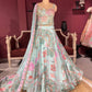 Pastel Aqua Lehenga with Floral Embroidered Blouse