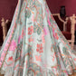 Pastel Aqua Lehenga with Floral Embroidered Blouse