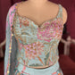 Pastel Aqua Lehenga with Floral Embroidered Blouse