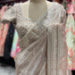 Champagne Heavy Embroidered Saree with Designer Blouse