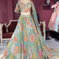 Pastel Green Lehenga with Floral Embroidered Blouse