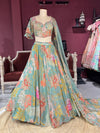 Pastel Green Lehenga with Floral Embroidered Blouse