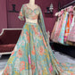 Pastel Green Lehenga with Floral Embroidered Blouse