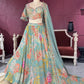 Pastel Green Lehenga with Floral Embroidered Blouse