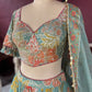 Pastel Green Lehenga with Floral Embroidered Blouse
