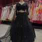 Black Sequin Embroidered Net Lehenga with Full-Sleeve Designer Blouse