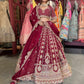 Wine Maroon Bridal Lehenga with Heavy Gold Embroidery & Dupatta