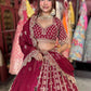 Wine Maroon Bridal Lehenga with Heavy Gold Embroidery & Dupatta