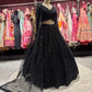 Black Sequin Embroidered Net Lehenga with Full-Sleeve Designer Blouse