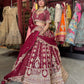 Wine Maroon Bridal Lehenga with Heavy Gold Embroidery & Dupatta