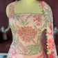 Pink Floral Lehenga with Embroidered Blouse and Dupatta