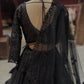 Black Sequin Embroidered Net Lehenga with Full-Sleeve Designer Blouse