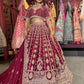 Wine Maroon Bridal Lehenga with Heavy Gold Embroidery & Dupatta