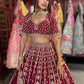 Wine Maroon Bridal Lehenga with Heavy Gold Embroidery & Dupatta