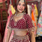 Wine Maroon Bridal Lehenga with Heavy Gold Embroidery & Dupatta