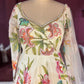 White Floral Gown with Embroidered Sheer Dupatta