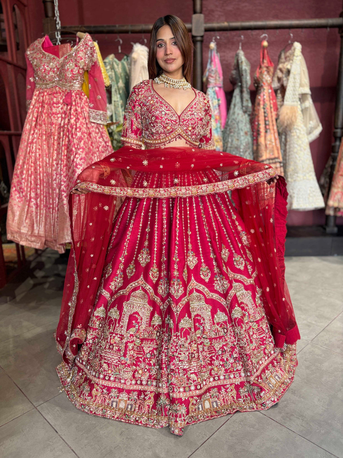 Rani Pink Bridal Lehenga with Royal Heritage Zari Embroidery