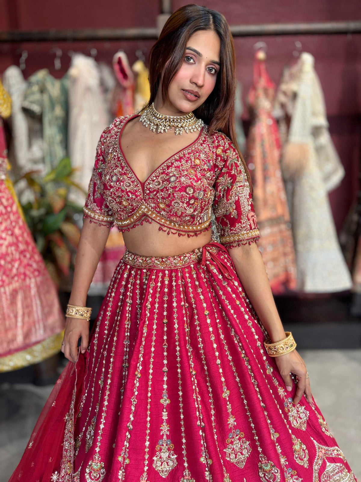 Rani Pink Bridal Lehenga with Royal Heritage Zari Embroidery