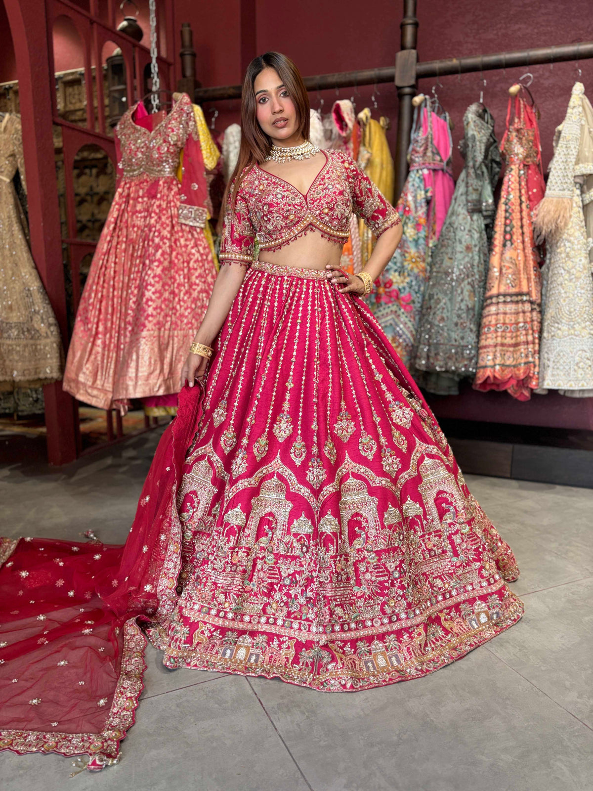 Rani Pink Bridal Lehenga with Royal Heritage Zari Embroidery