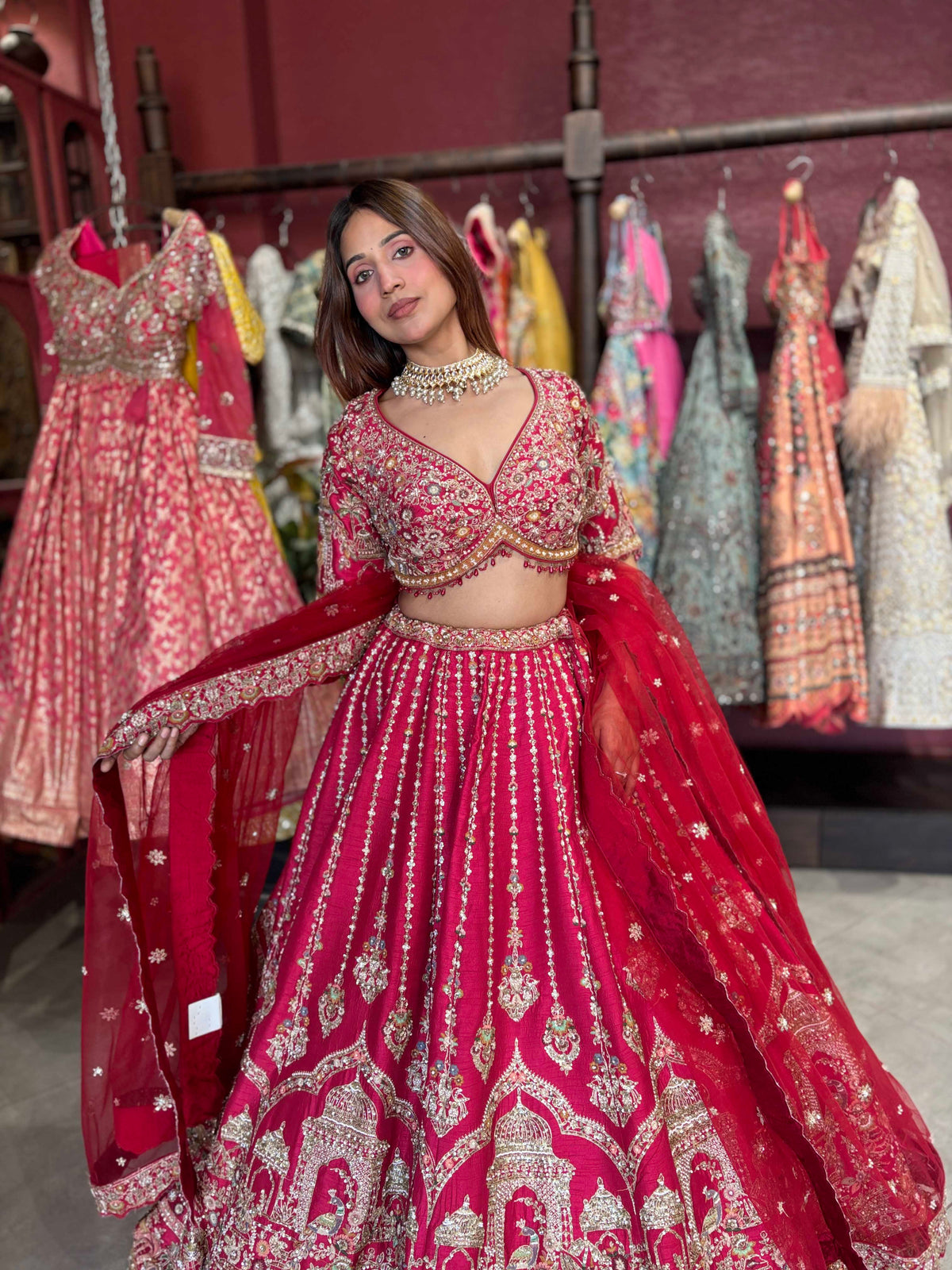 Rani Pink Bridal Lehenga with Royal Heritage Zari Embroidery