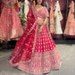 Bright Red Heavy Zari Embroidered Bridal Lehenga with Net Dupatta