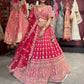 Bright Red Heavy Zari Embroidered Bridal Lehenga with Net Dupatta