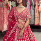 Bright Red Heavy Zari Embroidered Bridal Lehenga with Net Dupatta