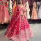 Bright Red Heavy Zari Embroidered Bridal Lehenga with Net Dupatta