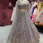 Lavender Embroidered Net Lehenga with Full-Sleeve Blouse