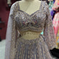 Lavender Embroidered Net Lehenga with Full-Sleeve Blouse
