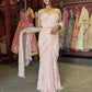 Blush Pink Sequin Designer Saree with Embellished Blouse