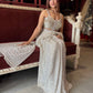Silver Sequin Draped Saree with Embellished Bustier Blouse