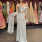 Silver Sequin Draped Saree with Embellished Bustier Blouse
