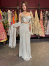 Silver Sequin Draped Saree with Embellished Bustier Blouse