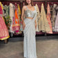 Silver Sequin Draped Saree with Embellished Bustier Blouse