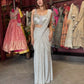 Silver Sequin Draped Saree with Embellished Bustier Blouse